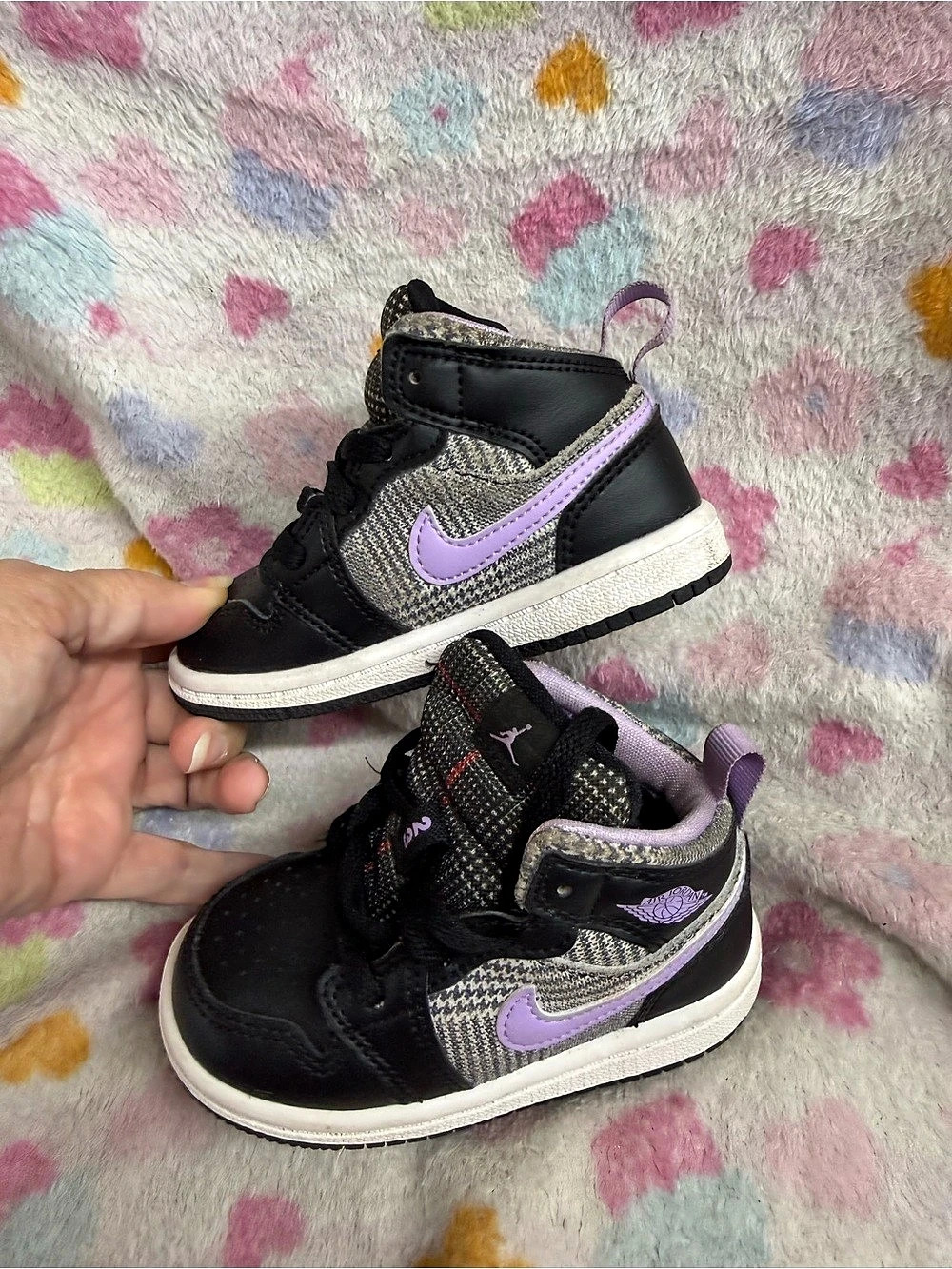 Jordan Air Jordan 1 Mid SE TD 'Houndstooth' Mid SE Houndstooth Sneakers Girls US